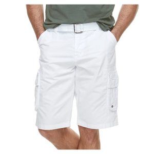 RawX‎ Regular-Fit Belted  White Cargo Shorts Tailored Men size 38